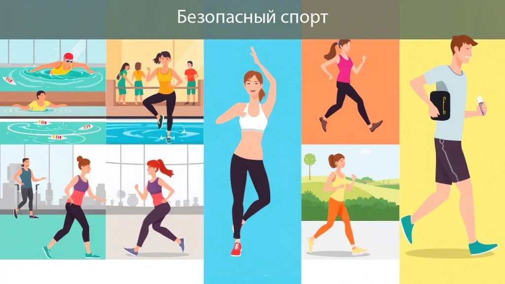 Безопасные виды спорта: Плавание, йога, пилатес, бег, ходьба, стретчинг