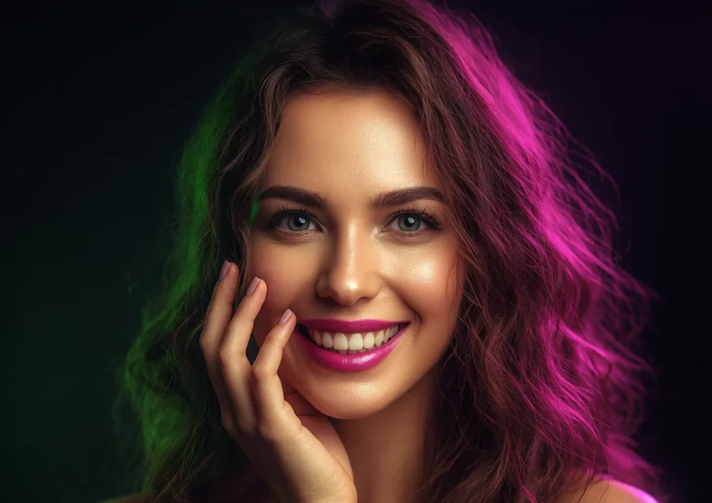 Девушка с винирами на зубах